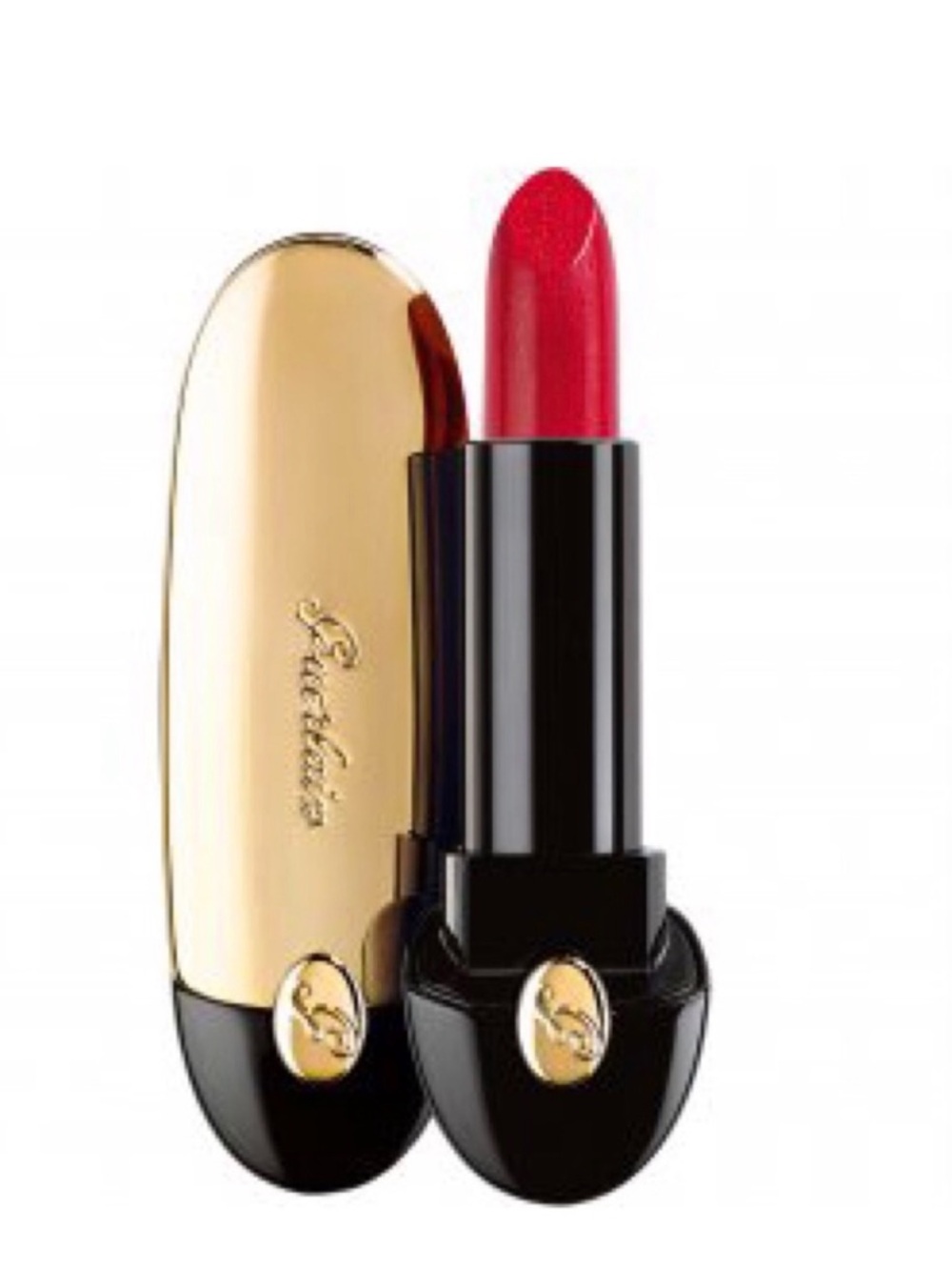 GUERLAIN Rouge G Lipstick Gold and Black Case Shade 823 Flaming Red NWOB